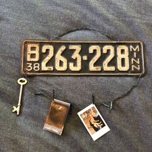 Vintage license plate photo display